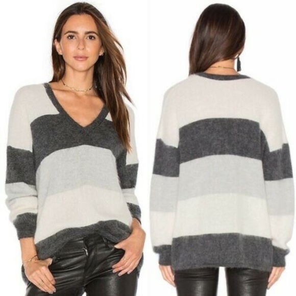VINCE Grey Striped Mohair Sweater (NWT) - Picture 2 of 6